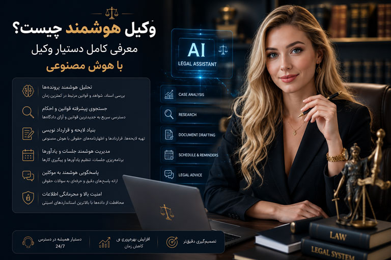 امروزه هوش مصنوعی در حال تغییر بسیاری از صنایع است و حوزه حقوق نیز از این تحول بزرگ عقب نمانده است. «وکیل هوشمند» یا «دستیار وکیل با هوش مصنوعی» نسل جدیدی از ابزارهای حقوقی هستند که به وکلا، شرکت‌ها و کاربران کمک می‌کنند امور حقوقی را سریع‌تر، دقیق‌تر و ب